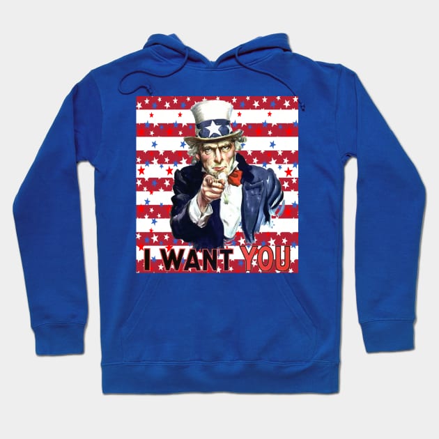 Uncle Sam I Want You With Stars and Stripes Background Hoodie by taiche